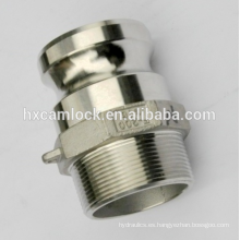 Hecho en China Adaptador macho camlock de acero inoxidable, tipo F BSP, rosca NPT